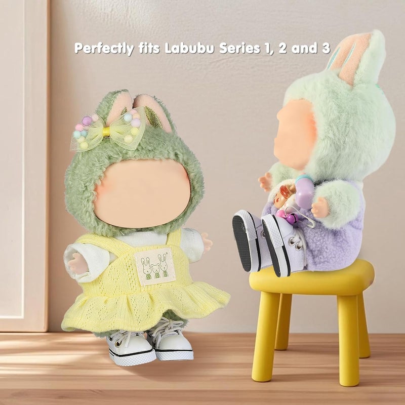 Ciunura Premium Doll Shoes for Lububu, Cute Doll Shoes for 4-7in Dolls, Ideal for Lububu Outfits(White Canvas) - Image 2